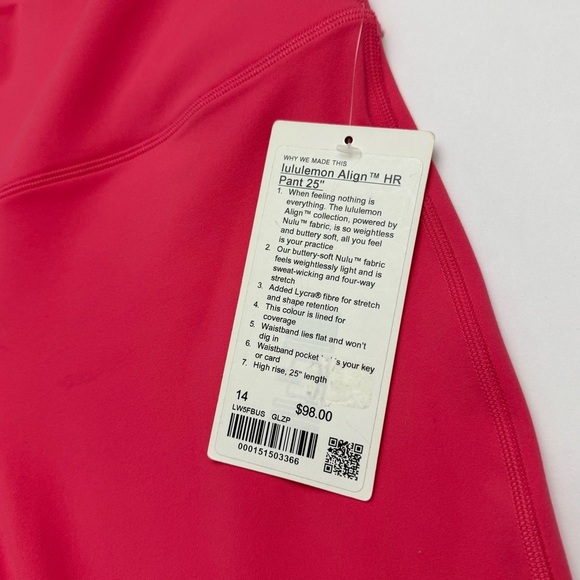 Lululemon Align High-Rise Pant 25” - Glaze Pink, Size 14 - Picture 4 of 9